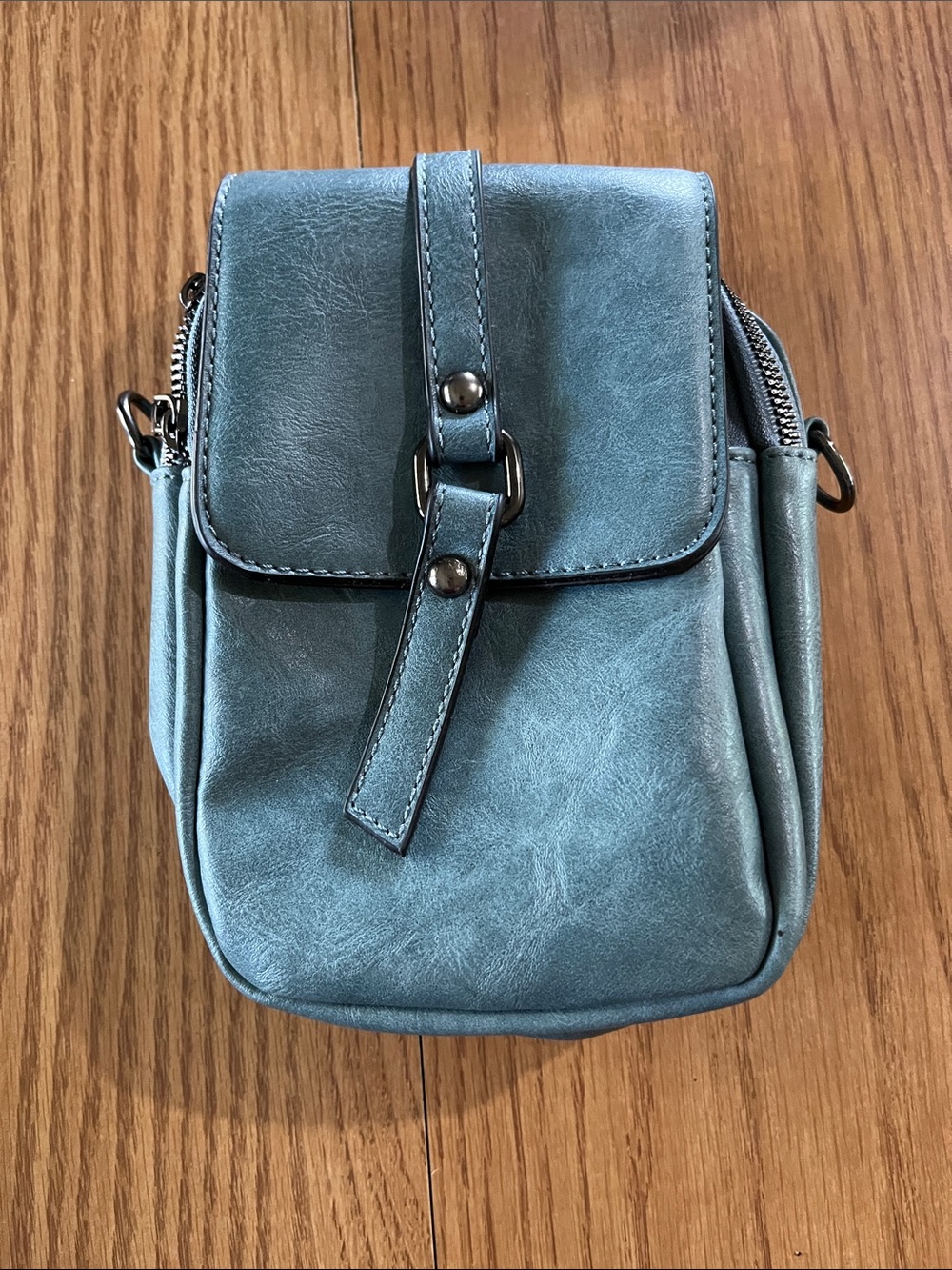 NWOT Compact Teal Crossbody Bag with Strap Detail NEVER USED